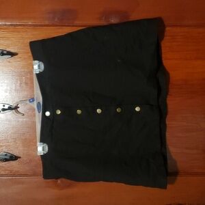 Black mini skirt with gold brass buttons XXL